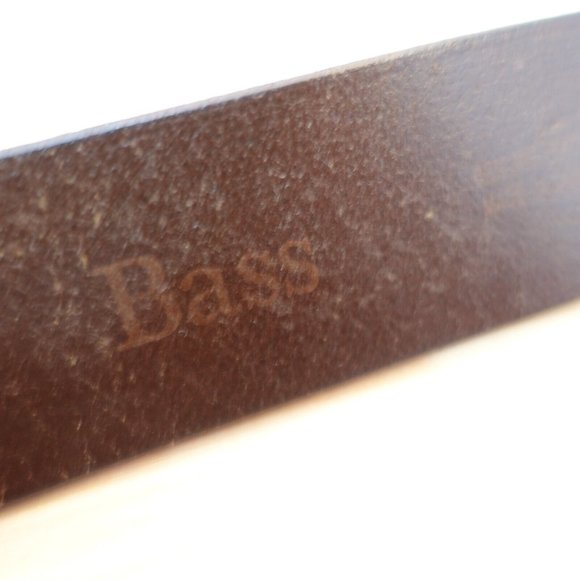 Classic Belt Adult Size‎ 32 Brown Leather Basic Jeans Dress Dark Genuine BASS - Picture 6 of 10